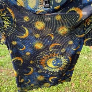 Sheer spiritual theme top